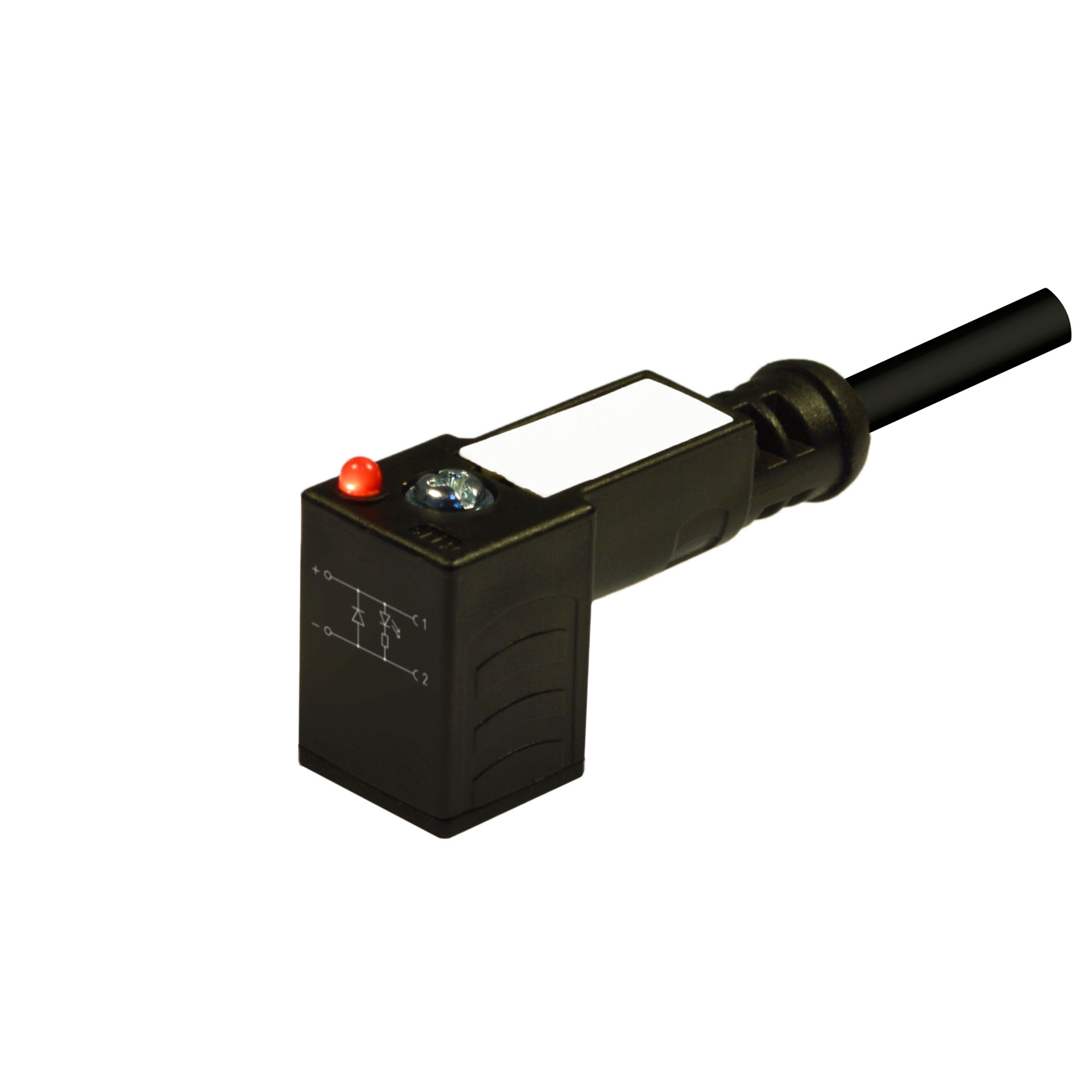 EN175301-803(typeC),2p+2PE(h6-12),Red LED+diode,24VDC,PVC/PVC H03VVF,3G0,5mm²,black,1m